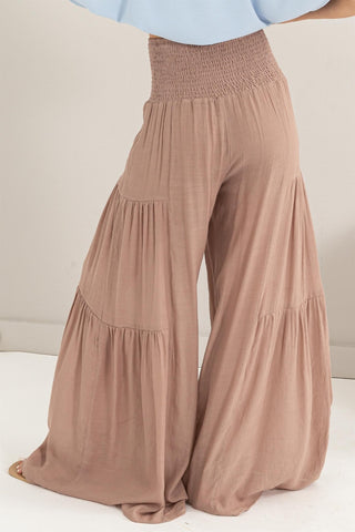 HYFVE Tie Front Ruched Tiered Pants Trendsi