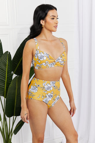 Marina West Swim Take A Dip Twist High-Rise Bikini in Mustard Trendsi