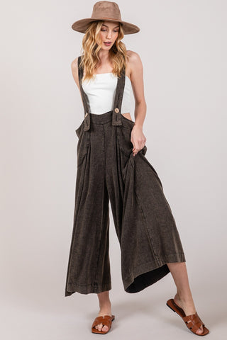 SAGE + FIG Full Size Wide Strap Wide Leg Overalls Trendsi