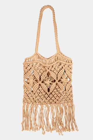 Fame Woven Handbag with Tassel Trendsi