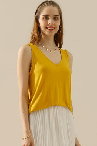 Ninexis Full Size V-Neck Curved Hem Tank Trendsi