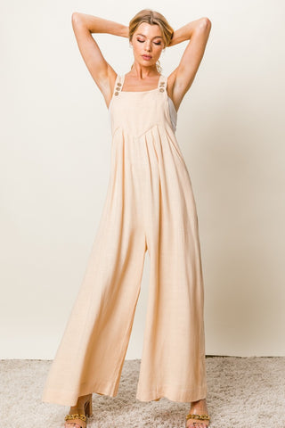 BiBi Texture Sleeveless Wide Leg Jumpsuit Trendsi