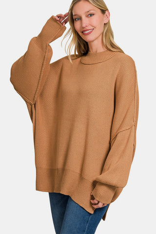 Zenana Side Sit Oversize Sweater Trendsi