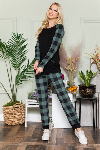 Celeste Plaid Long Sleeve T-Shirt with Pockets Trendsi