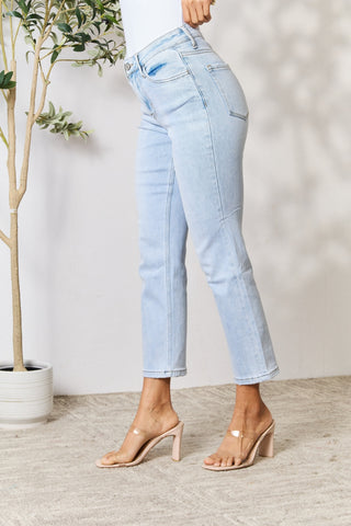 BAYEAS Full Size High Waist Straight Jeans Trendsi