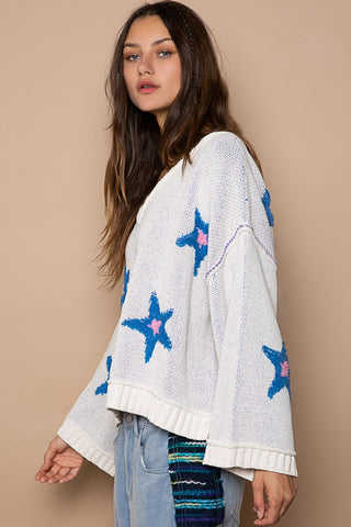 POL Long Sleeve Star Patch Sweater Trendsi