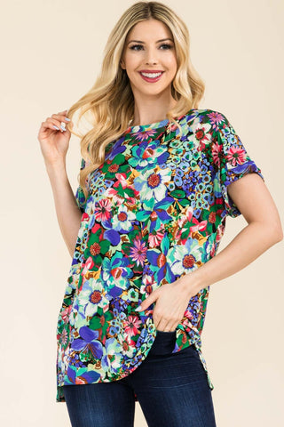 Celeste Full Size Round Neck Short Sleeve Floral T-Shirt Trendsi