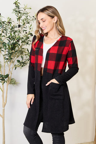 Heimish Full Size Plaid Open Front Cardigan Trendsi