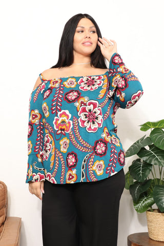 Sew In Love Full Size Floral Cold Shoulder Blouse Trendsi