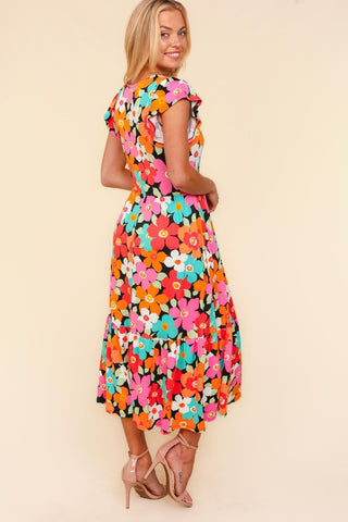 Haptics Floral Midi Dress with Side Pockets Trendsi