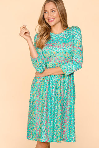 Haptics Round Neck Floral Dress with Pockets Trendsi