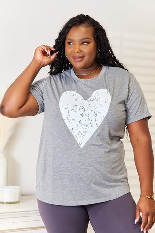 Simply Love Heart Graphic Cuffed Short Sleeve T-Shirt Trendsi