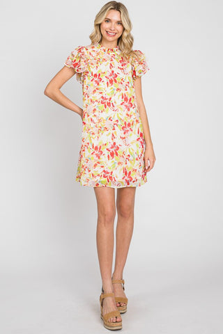 GeeGee Floral Short Sleeve Mini Dress Trendsi