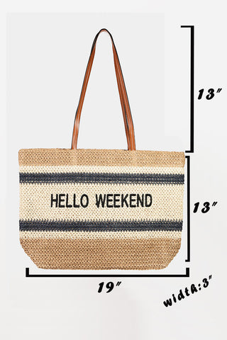 Fame Letter Graphic Striped Tote Bag Trendsi