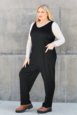 Double Take Full Size Sleeveless Straight Jumpsuit Trendsi