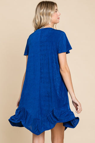 Culture Code Full Size Short Sleeve Ruffled Asymmetric Hem Dress Trendsi