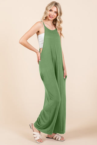 Culture Code Full Size Sleeveless Wide Leg Jumpsuit with Pockets Trendsi