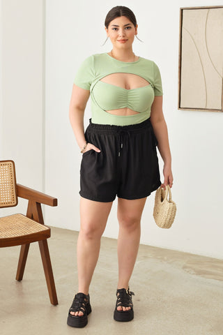 Zenobia Plus Size Drawstring Elastic Waist Shorts with Pockets Trendsi