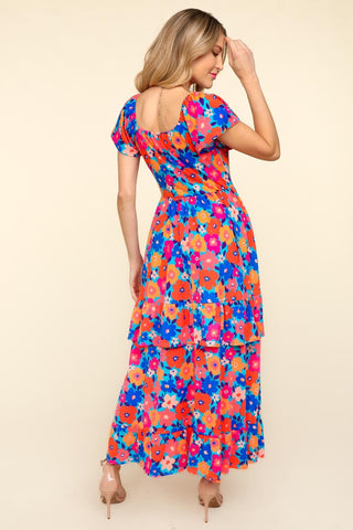 Haptics Floral Maxi Ruffled Dress with Side Pockets Trendsi