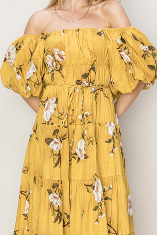 HYFVE Floral Puff Sleeve Tiered Dress Trendsi