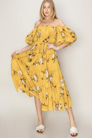 HYFVE Floral Puff Sleeve Tiered Dress Trendsi