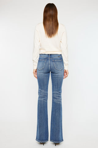 Kancan Cat's Whiskers High Waist Flare Jeans Trendsi