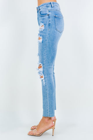 American Bazi High Waist Destroyed Jeans Trendsi