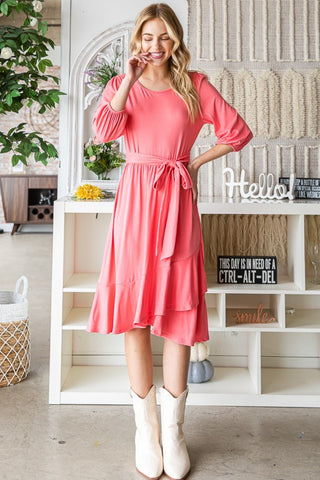 Reborn J Tie Front Ruffle Hem Dress Trendsi