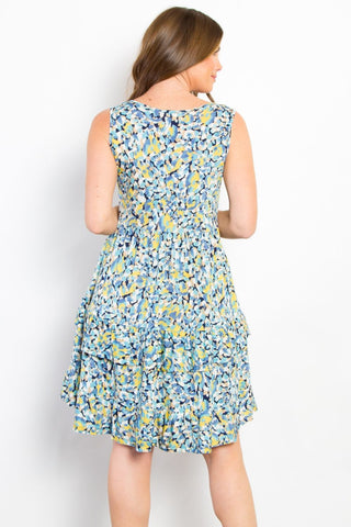 Be Stage Full Size Print Wrinkle Free Ruffled Dress Trendsi