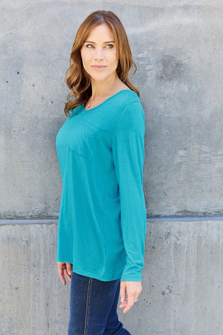 Basic Bae Full Size V-Neck Long Sleeve Top Trendsi