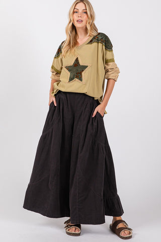 SAGE + FIG High Rise Corduroy Wide Leg Pants Trendsi