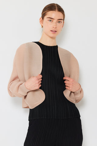 Marina West Swim Rib Pleated Puff Sleeve Bolero Cardigan Trendsi