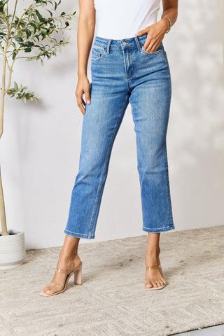 BAYEAS Full Size High Waist Straight Jeans Trendsi