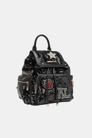 Nicole Lee USA Sequin Patch Backpack Trendsi