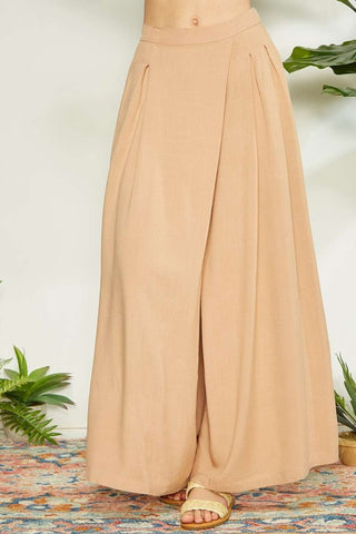 Mittoshop Wrap Pleating Detail Wide Leg Pants Trendsi