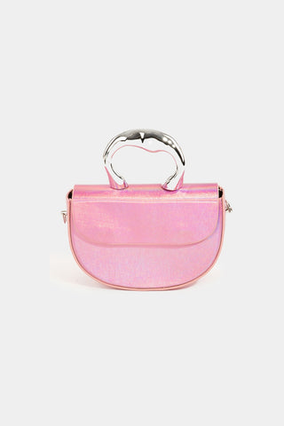 Fame Glossy Semi Circle Top Handle Bag Trendsi