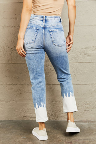 BAYEAS High Waisted Distressed Painted Cropped Skinny Jeans Trendsi