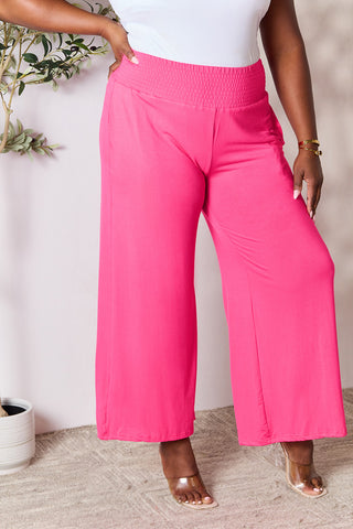 Double Take Full Size Smocked Wide Waistband Wide Leg Pants Trendsi