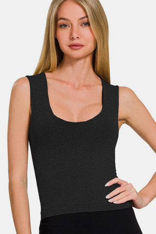 Zenana Cropped Padded Seamless Tank Trendsi