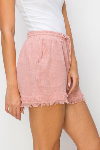 HYFVE Drawstring Frayed Shorts Trendsi