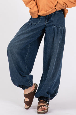 SAGE + FIG Mid-Rise Cargo Jeans with Pockets Trendsi