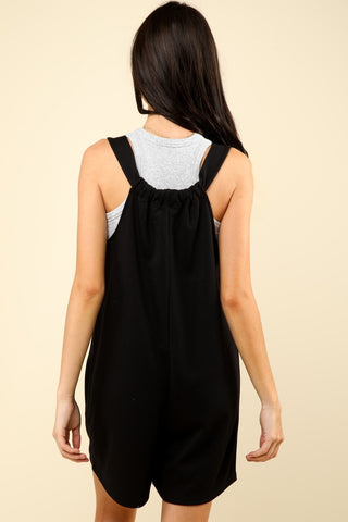 VERY J Tie Shoulder Front Pocket Romper Trendsi