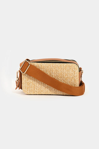 Fame Straw Contrast Crossbody Bag Trendsi