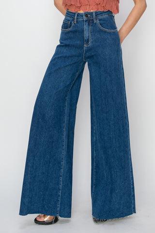 RISEN High Rise Palazzo Jeans Trendsi