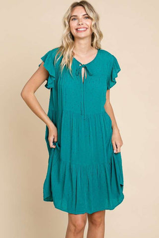 Culture Code Ruffle Cap Sleeve Tiered Dress Trendsi