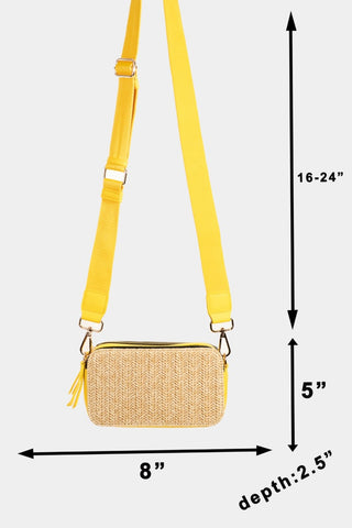 Fame Straw Contrast Crossbody Bag Trendsi