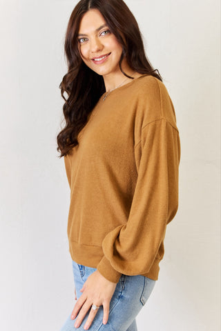 HYFVE Round Neck Long Sleeve Top Trendsi