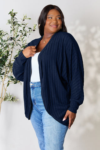 Basic Bae Full Size Ribbed Cocoon Cardigan Trendsi