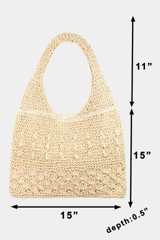 Fame Straw Braided Tote Bag Trendsi