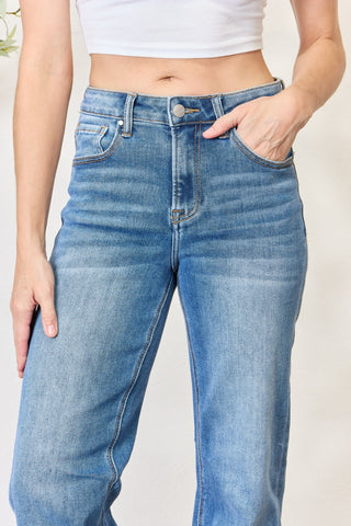 RISEN Full Size High Waist Straight Jeans Trendsi